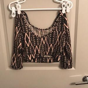 Black/tan crop top